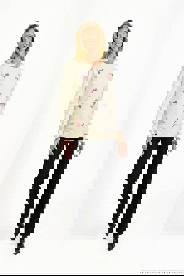 Mudflower Flocked Heart Knit Jumper