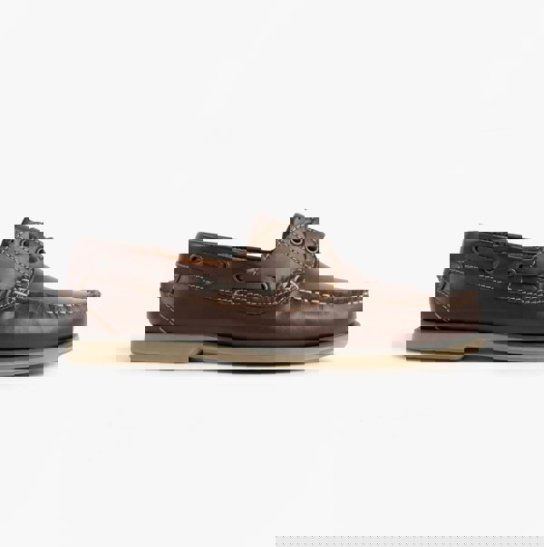 DEK RIVER Mens Leather Moccasin Boat Shoes Brown