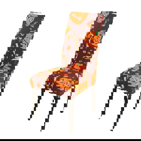 Anyseat Orange Pumpkin Twig Elastic Chair Cover for Dining Room