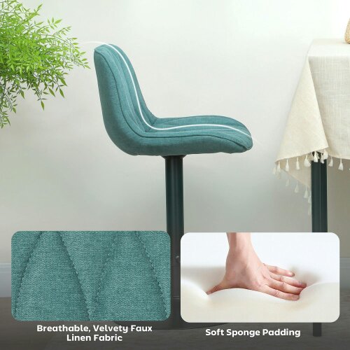 Wyld Haus Loelne Fabric Blue Linen Look Bar Stools Set Of 2