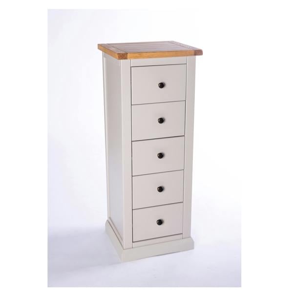 Cabinet Bits Loreo 5 Drawer Narrow Chest of Drawers Brass Knob
