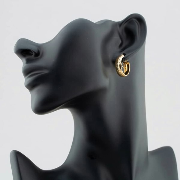 T. H. Baker 9ct Yellow Gold Diamond Cut Double Hoop Earrings 1.51.2219