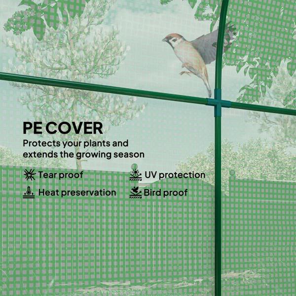 Green polytunnel greenhouse mesh wall panel with arched frame bars