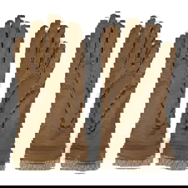 Infinity Leather Men’s Genuine Leather Wool Lined Ribbed Knit Cuff Gloves