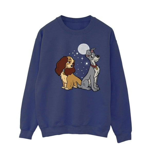 Disney Womens Lady And The Tramp Moon Sweatshirt - Navy Blue