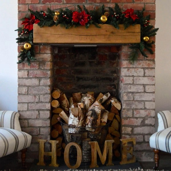Samuel Alexander 180cm (6ft) Deluxe Red and Gold Poinsettia Christmas Garland Decoration