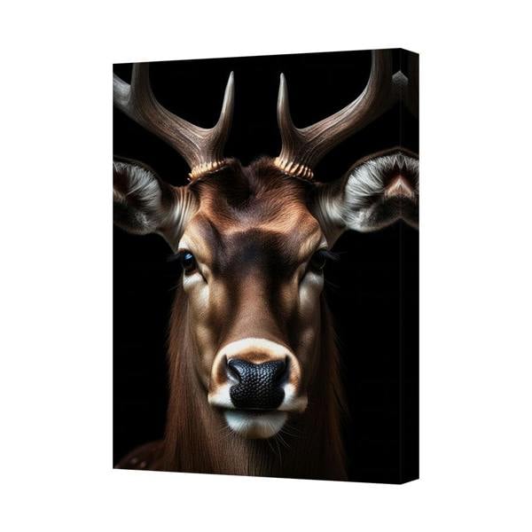 Benjamin Tate Design Deer Head Canvas Wall Art Print Black Background Living Room Decor