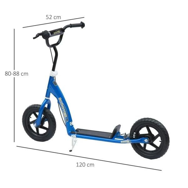 Blue kids kick scooter with adjustable-height handle and black kick deck