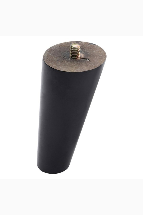 Living and Home 4Pcs 10cm H Black Round 10° Tilted Oak Furniture Replacement Legs with Flat Corner Galvanized Fixed Iron Plates