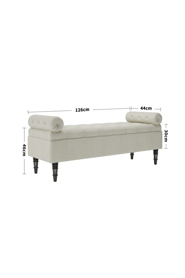 Living and Home Tufted Flip Top Storage Bench with Side Arms Beige