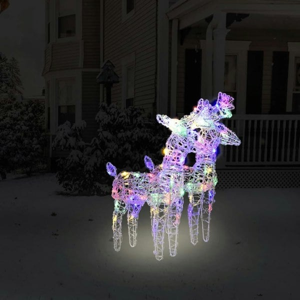 Berkfield Christmas Reindeers 2 pcs Multicolour 80 LEDs Acrylic