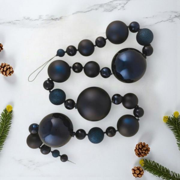 Glittered Navy Bauble Christmas Garland