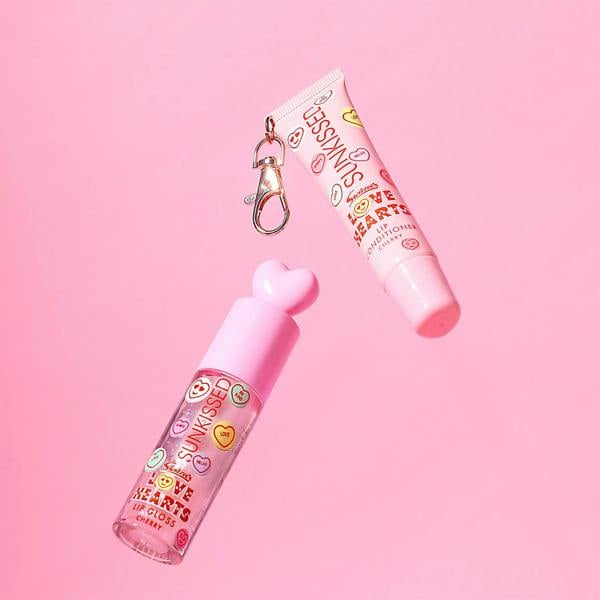 Sunkissed x Love Hearts Lip Gloss & Conditioner Lip Duo Gift Set Cherry