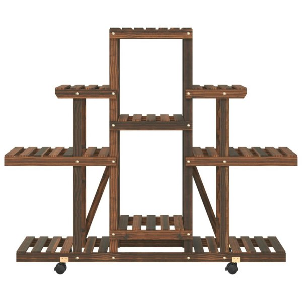 Berkfield Flower Stand with Wheels 110x25x101 cm Solid Wood Fir
