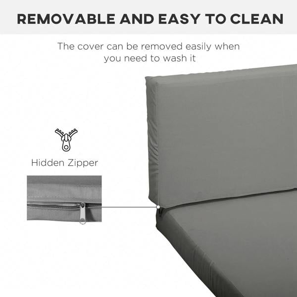 Dark grey seat cushion pad with removable cover and hidden zipper along the side