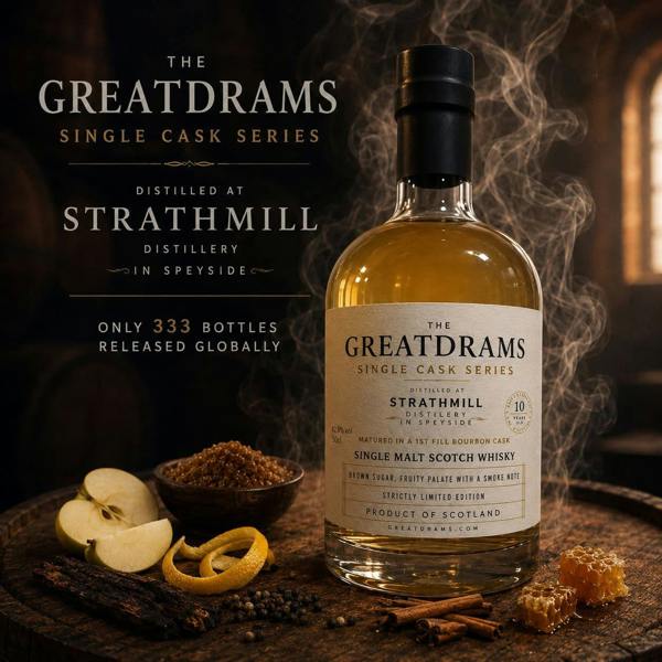 GreatDrams Strathmill 10 Year Old Smoky Speyside Single Malt Scotch Whisky
