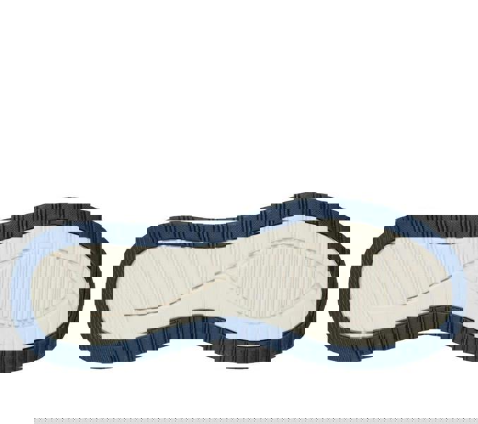 Skechers Bobs Squad 4 Chaos Mens Slip-Ins Casual Trainers, close-up view of the shoe's sole showing navy blue and white color with textured grip patterns.