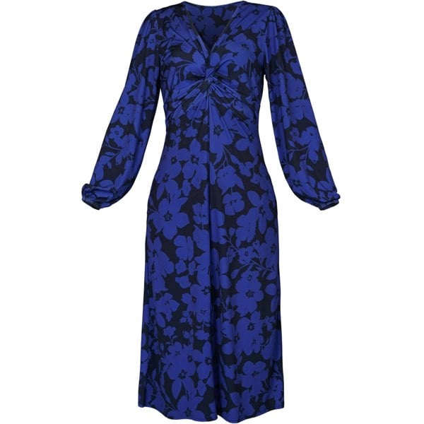 Antonia York Blue Floral Print Dress | Wanda Twisted Front Soft Jersey Midi Dress