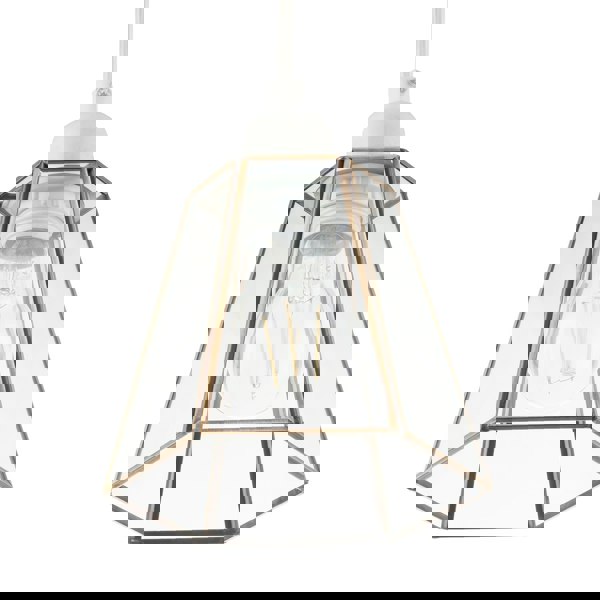 Industrial Lantern Pendant Shade in Antique Brass with Clear Glass Image 4