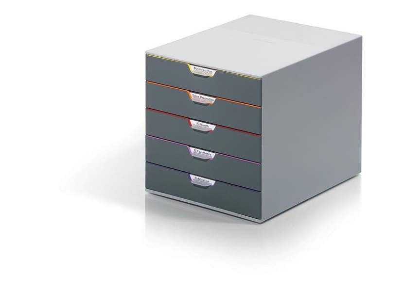 Durable VARICOLOR Desktop Organiser 5 Drawer Colour Coded Modular Storage | A4+
