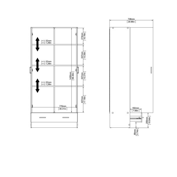Wyld Haus Berlin Natural Slim 2 Door Bedroom Wardrobe 1 Drawer