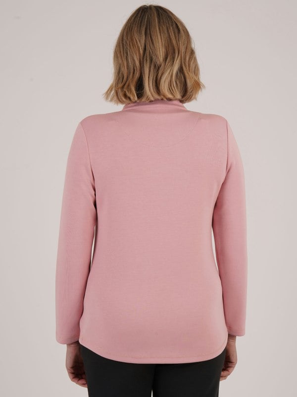 PennyPlain Athleisure Contour Ease Zip Neck Top - Dusk