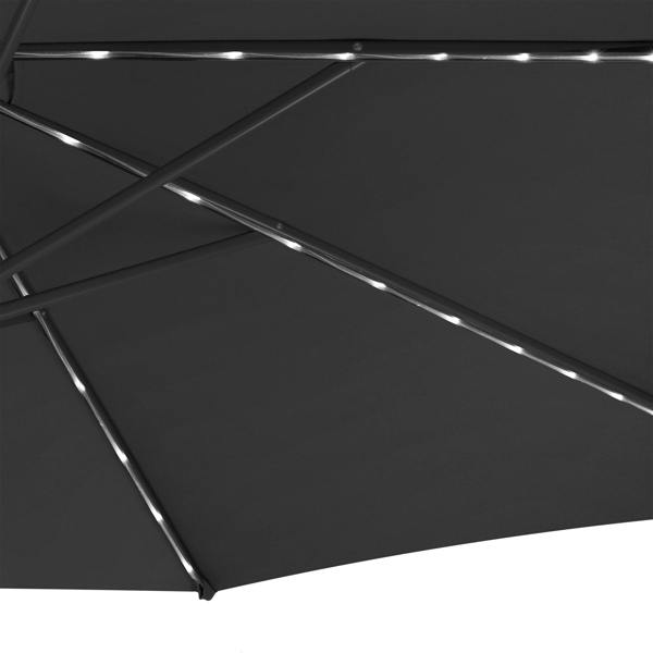 Monstershop LED Cantilever Parasol 3m With Full Fan Base – Grey