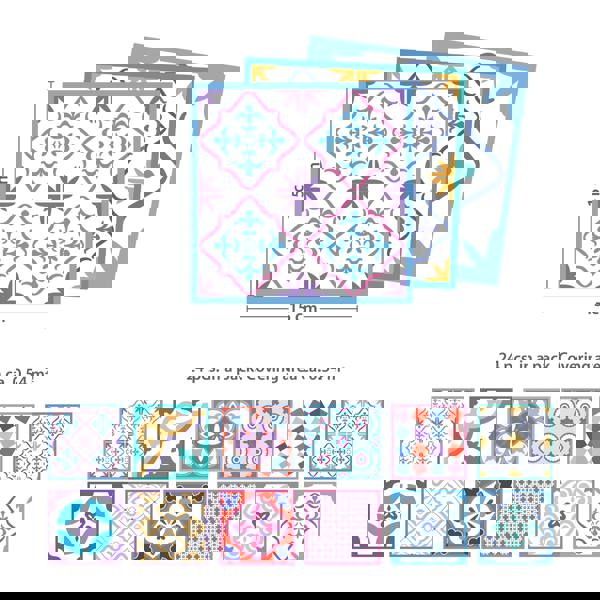 WT1537 - Classic Moroccan Colourful Mixed Tiles Wall Stickers Set 1 - 15 x 15 cm (6 x 6 inches) - 24 pcs.