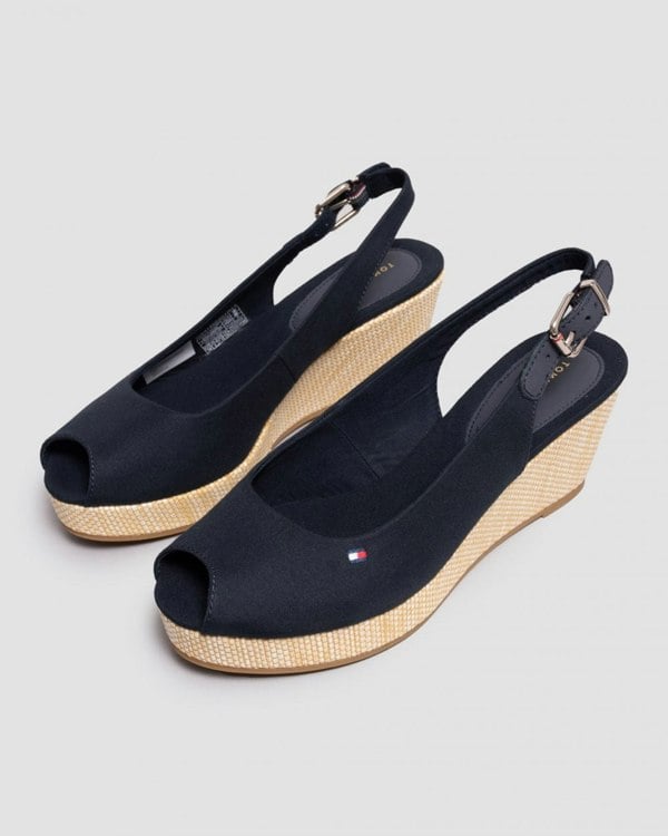 Tommy Hilfiger Iconic Elba Sling Back Wedge - Desert Sky - CHO - Designer Womens Sandals