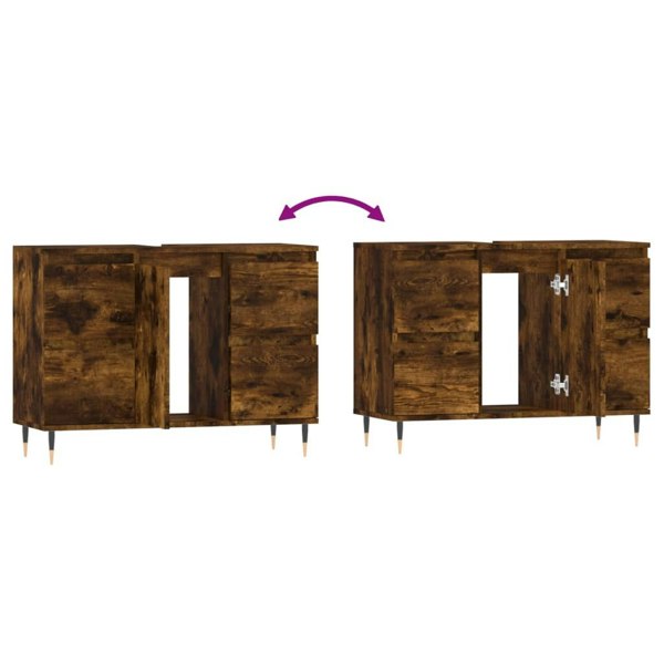 Berkfield Bathroom Cabinet Smoked Oak 80x33x60 cm Engineered Wood