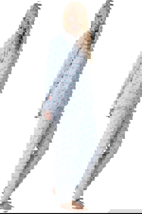 Camille Supersoft Aqua Spot Full Length Pyjama Set