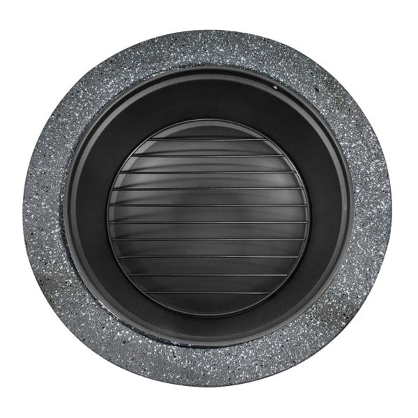 75cm Dark Grey Round Fire Pit Wood Burner & BBQ Grill Party Dining Garden Heater - LoopsDirect