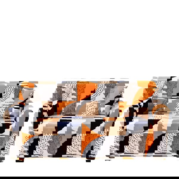 Anyhouz Anyseat 4 Seater Sofa Cover Orange Geometric Style and Protection For Living Room Sofa Chair Elastic Stretchable Slipcover