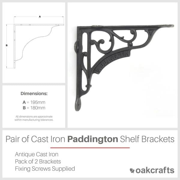 Pair of Antique Cast Iron London Paddington Shelf Brackets