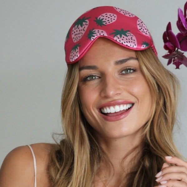 Cloud Padded Satin Sleep Mask - Strawberry Dreams Print