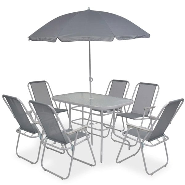 Berkfield 8 Piece Outdoor Dining Set Steel and Textilene Grey