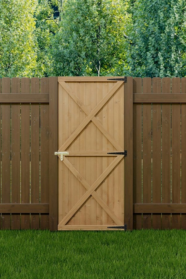 Living and Home 183x79cm Garden Pine Wood Flat Top Gate with 1pcs Latch & 3pcs 8 inch T-shaped Hinges