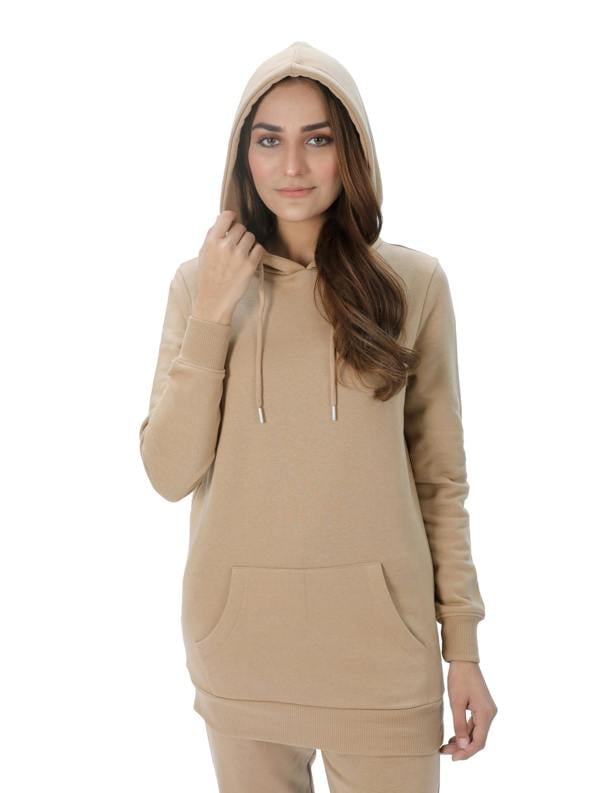 Smart Living Ladies Pullover Longline Hoodie - Toffee