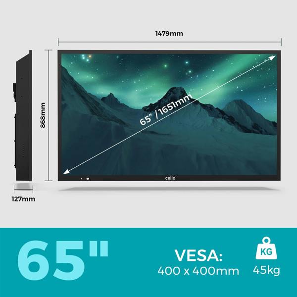 Cello 65 inch 4K UHD Smart Samsung Plus Outdoor TV