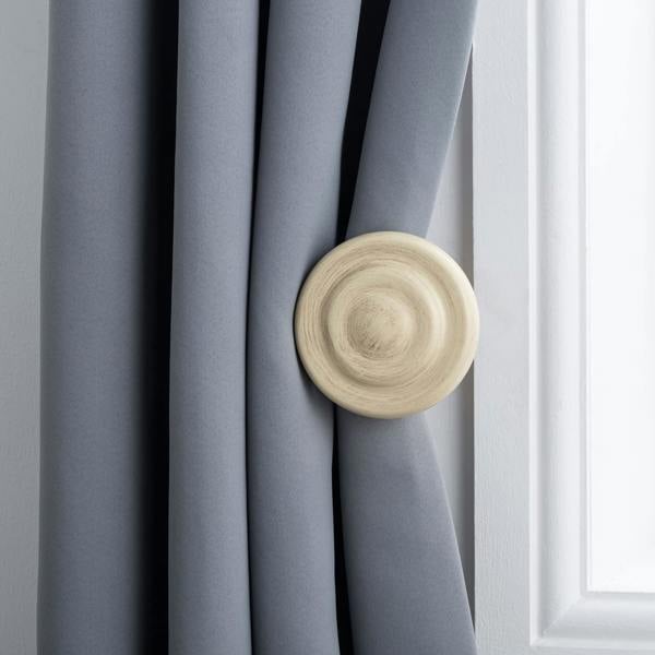 A.Unique Home Ribbed Wooden Curtain Pole with Rings and Fittings, In a Variety of Colours and Sizes (35mm) (Holdbacks, Antique Vanilla)