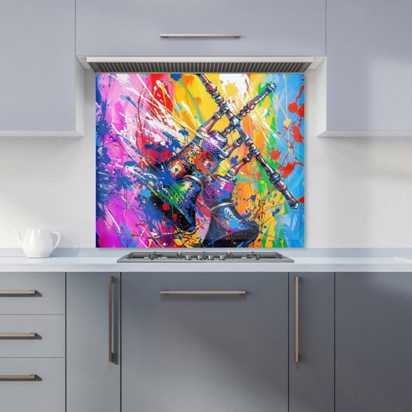 Warren Reed - Designer Vibrant Scottish Bagpipes Burst Kitchen Splashback