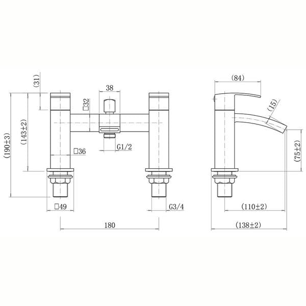 Flode Boras | Bath Filler - Matt Black