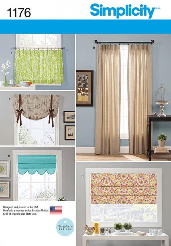 Simplicity Sewing Pattern 1176, Curtains One Size - Intermediate