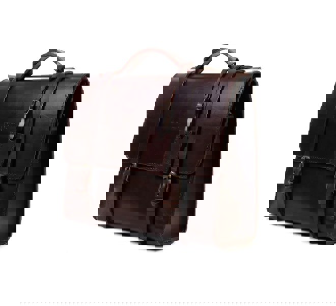 Leather Briefcase in Cuoio Dark Brown Mod 125