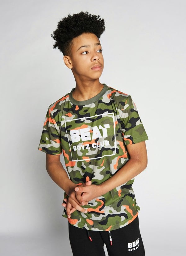 Beat Boyz Club Pyramid T-Shirt - Orange Pop Camo