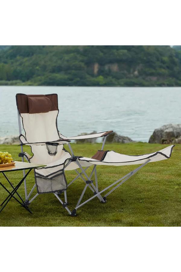 Living and Home Foldable Reclining Camping Chair with Footrest