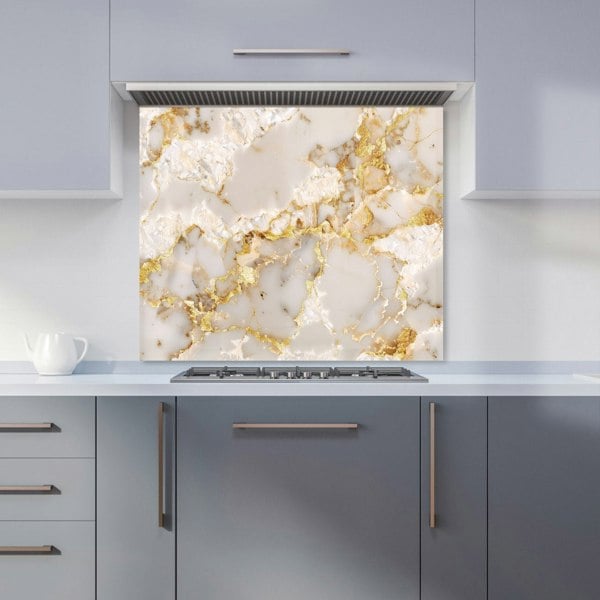 Warren Reed - Designer Gold And White Quartz Effect Kitchen Splashback