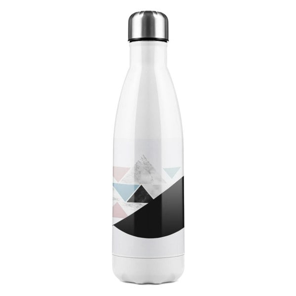 Benjamin Tate Design Pink & Grey Geometric Triangles Stainless Steel Bottle