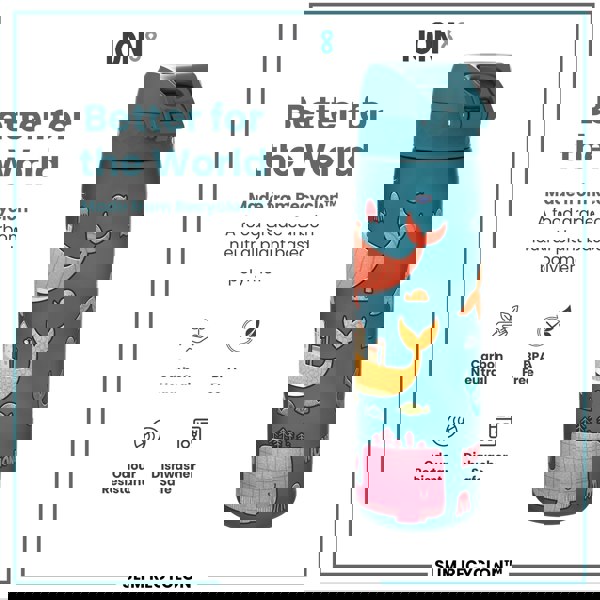 ION8 Leak Proof Slim Water Bottle, Recyclon, Whales, 500ml (18oz)