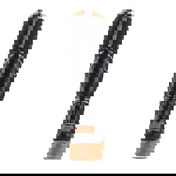 Muck Boots MUCK Boots GRIT S5 Mens Tall Safety Composite Toe/Midsole Wellie, front view of a black and orange safety work boot.